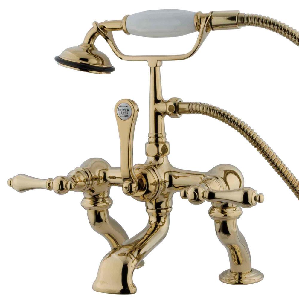 Kingston Polished Brass Deck Mount Clawfoot Tub Faucet w hand shower CC409T2
