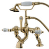 Kingston Polished Brass Deck Mount Clawfoot Tub Faucet w hand shower CC413T2