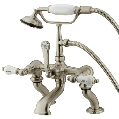 Kingston Brass Satin Nickel Deck Mount Clawfoot Tub Faucet w hand shower CC413T8