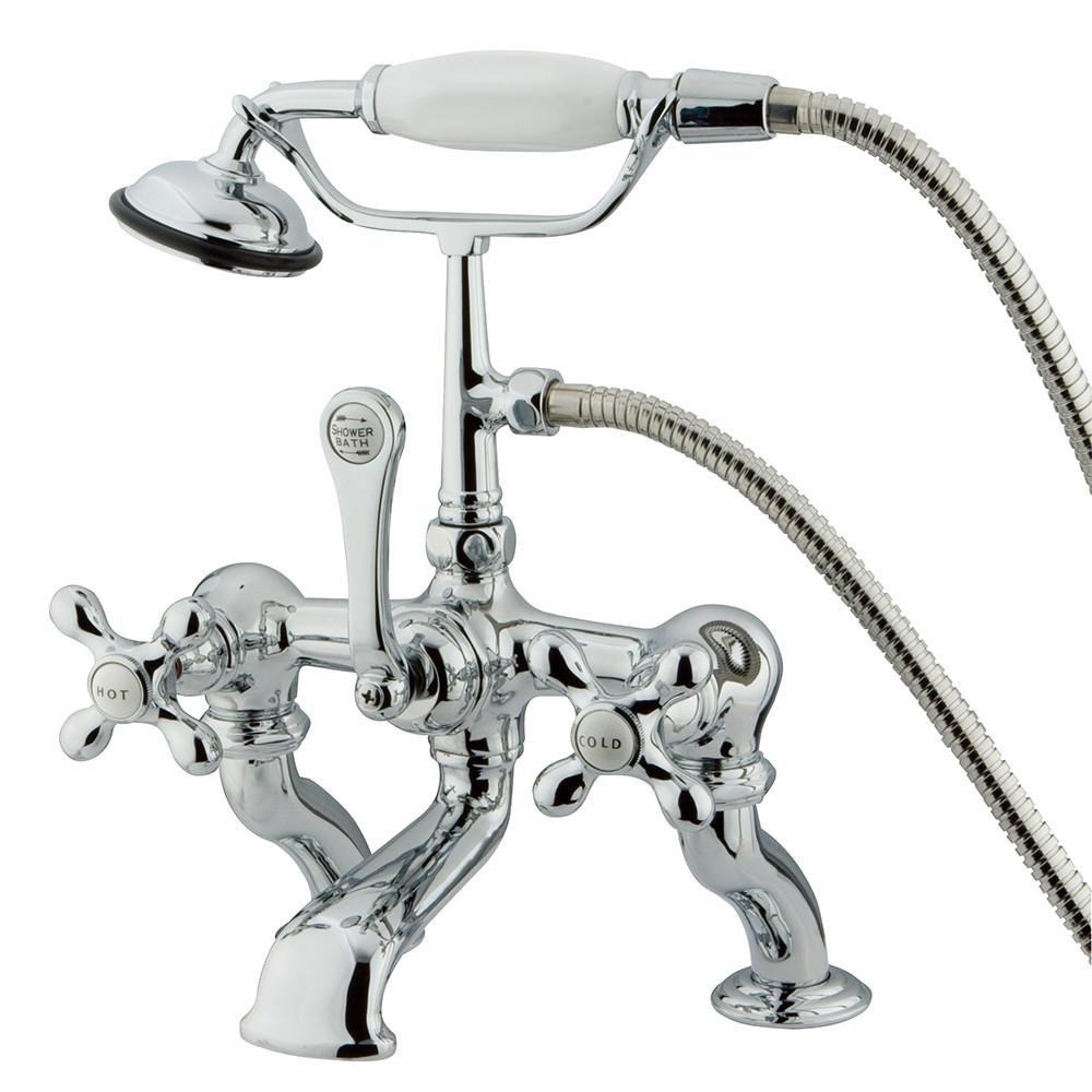 Kingston Chrome Deck Mount Clawfoot Tub Filler Faucet with Hand Shower CC416T1