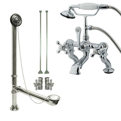 Chrome Deck Mount Clawfoot Tub Filler Faucet w Hand Shower Package CC416T1system