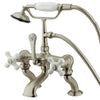 Kingston Brass Satin Nickel Deck Mount Clawfoot Tub Faucet w hand shower CC417T8