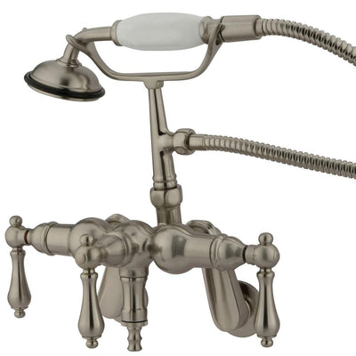 Kingston Brass Satin Nickel Wall Mount Clawfoot Tub Faucet w hand shower CC419T8