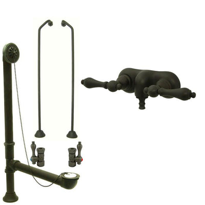 Oil Rubbed Bronze Wall Mount Clawfoot Tub Faucet Package w Drain Supplies Stops CC41T5system