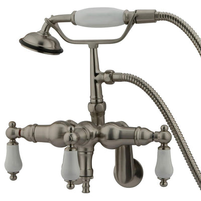 Kingston Brass Satin Nickel Wall Mount Clawfoot Tub Faucet w hand shower CC421T8