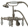 Kingston Brass Satin Nickel Wall Mount Clawfoot Tub Faucet w hand shower CC423T8