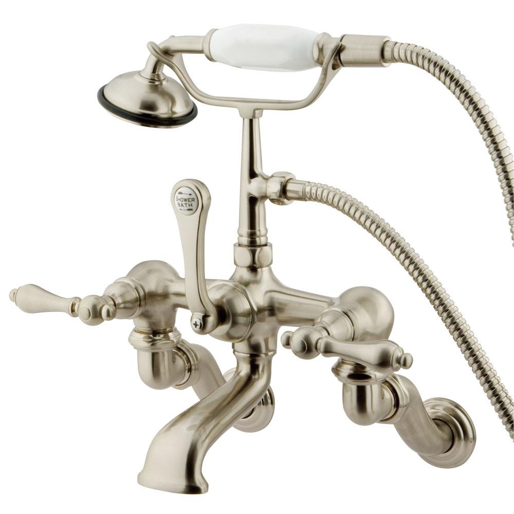 Kingston Brass Satin Nickel Wall Mount Clawfoot Tub Faucet w hand shower CC457T8