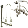 Satin Nickel Wall Mount Clawfoot Tub Faucet w hand shower w Drain Supplies Stops CC457T8system