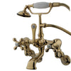 Kingston Polished Brass Wall Mount Clawfoot Tub Faucet w hand shower CC463T2