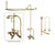 Polished Brass Clawfoot Tub Faucet Shower Kit with Enclosure Curtain Rod 463T2CTS