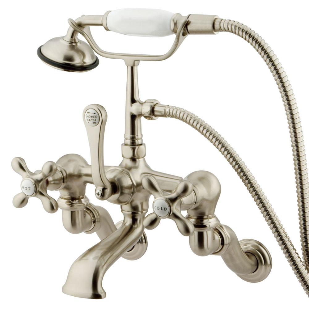 Kingston Brass Satin Nickel Wall Mount Clawfoot Tub Faucet w hand shower CC463T8