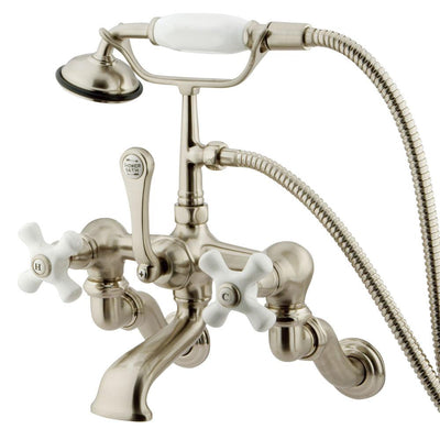 Kingston Brass Satin Nickel Wall Mount Clawfoot Tub Faucet w hand shower CC465T8
