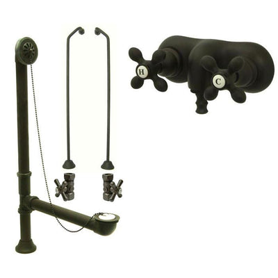 Oil Rubbed Bronze Wall Mount Clawfoot Tub Faucet Package w Drain Supplies Stops CC47T5system