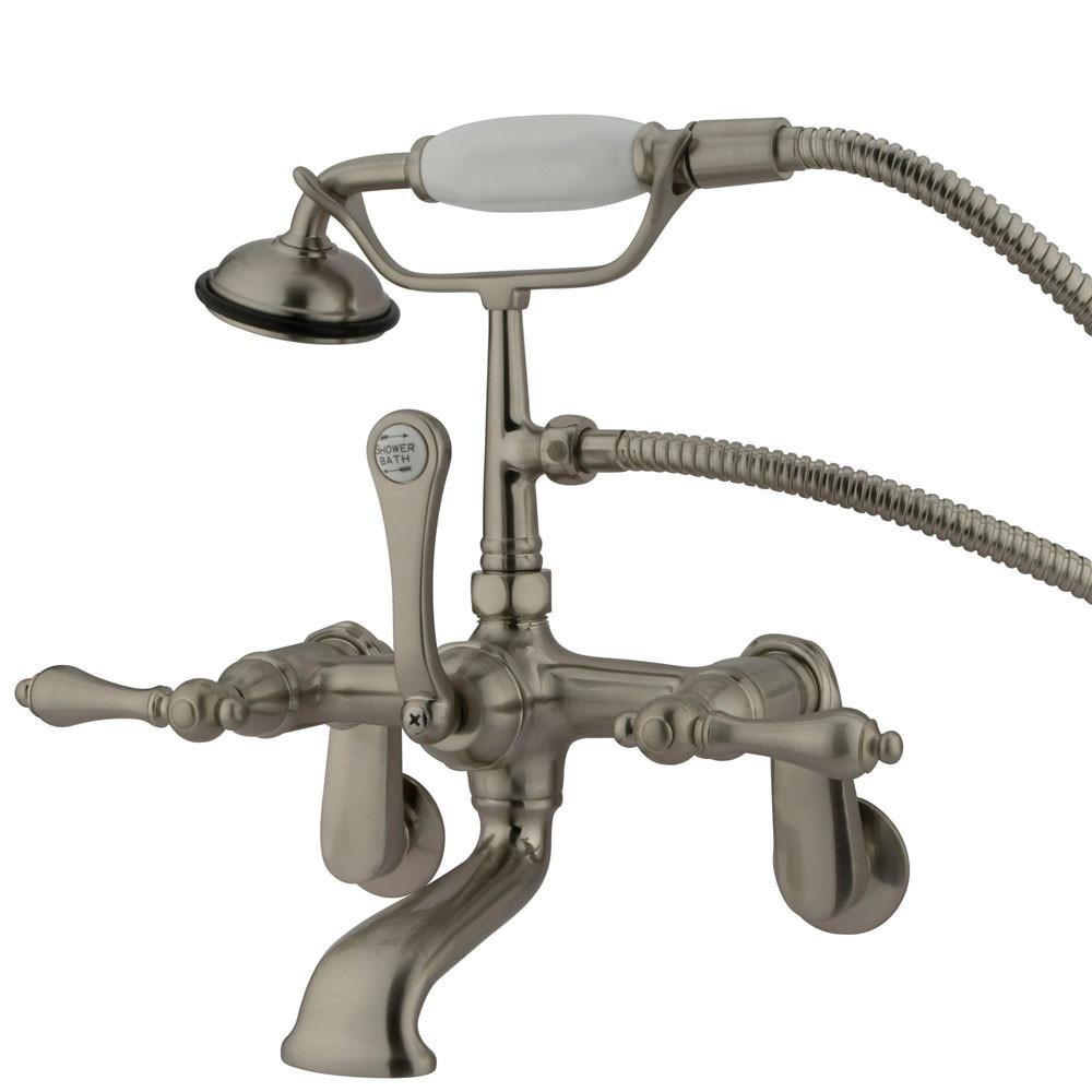 Kingston Brass Satin Nickel Wall Mount Clawfoot Tub Faucet w Hand Shower CC51T8
