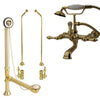 Polished Brass Wall Mount Clawfoot Tub Filler Faucet w Hand Shower Package CC541T2system