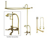 Polished Brass Clawfoot Tub Faucet Shower Kit with Enclosure Curtain Rod 541T2CTS