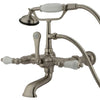 Kingston Brass Satin Nickel Wall Mount Clawfoot Tub Faucet w Hand Shower CC543T8