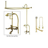 Polished Brass Clawfoot Tub Faucet Shower Kit with Enclosure Curtain Rod 545T2CTS