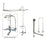 Chrome Clawfoot Tub Faucet Shower Kit with Enclosure Curtain Rod 546T1CTS