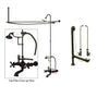 Oil Rubbed Bronze Clawfoot Tub Faucet Shower Kit with Enclosure Curtain Rod 547T5CTS