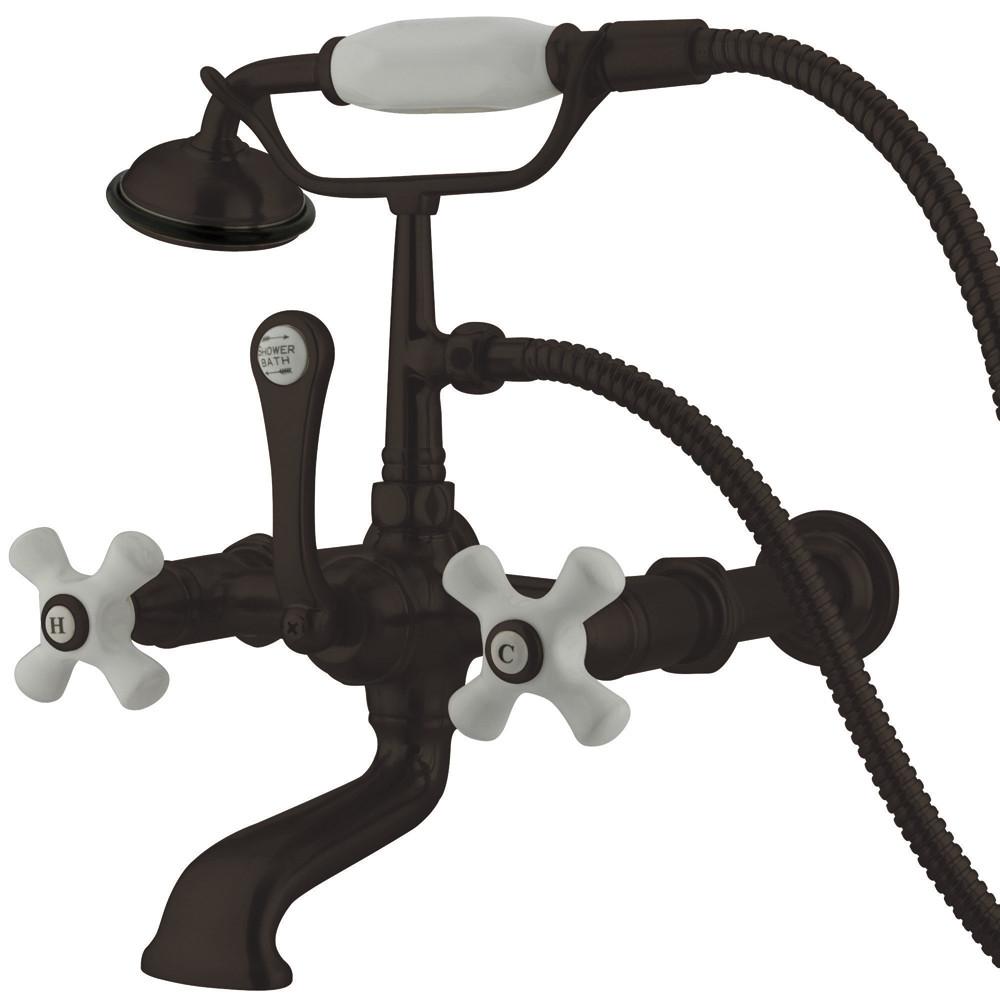 Kingston Oil Rubbed Bronze Wall Mount Clawfoot Tub Faucet w Hand Shower CC549T5