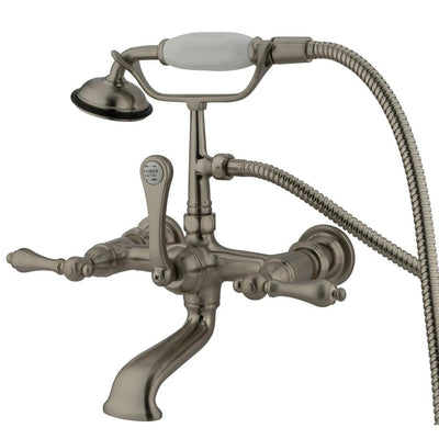 Kingston Brass Satin Nickel Wall Mount Clawfoot Tub Faucet w Hand Shower CC551T8