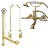 Polished Brass Wall Mount Clawfoot Tub Filler Faucet w Hand Shower Package CC555T2system