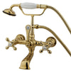 Kingston Polished Brass Wall Mount Clawfoot Tub Faucet w Hand Shower CC557T2