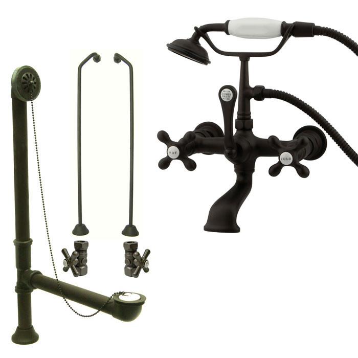 Oil Rubbed Bronze Wall Mount Clawfoot Tub Faucet w Hand Shower Package CC557T5system