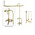 Polished Brass Clawfoot Bath Tub Faucet Shower Kit with Enclosure Curtain Rod 559T2CTS