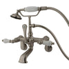 Kingston Brass Satin Nickel Wall Mount Clawfoot Tub Faucet w Hand Shower CC55T8