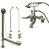Satin Nickel Wall Mount Clawfoot Bath Tub Filler Faucet w Hand Shower Package CC55T8system