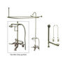 Satin Nickel Clawfoot Tub Shower Faucet Kit with Enclosure Curtain Rod 55T8CTS