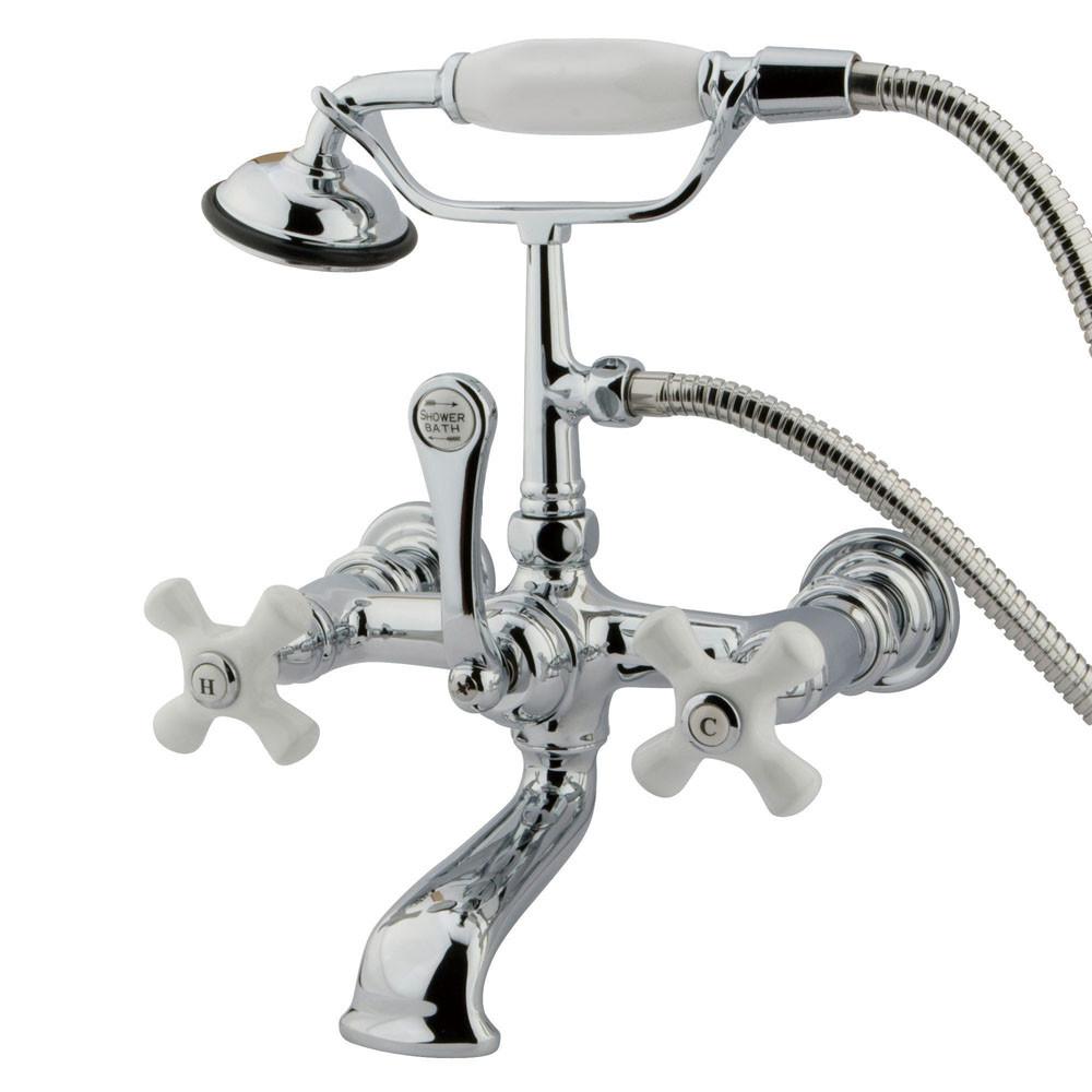 Kingston Brass Chrome Wall Mount Clawfoot Tub Faucet w Hand Shower CC560T1