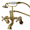 Kingston Polished Brass Wall Mount Clawfoot Tub Faucet w Hand Shower CC57T2
