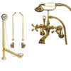 Polished Brass Wall Mount Clawfoot Tub Filler Faucet w Hand Shower Package CC57T2system