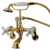 Kingston Polished Brass Wall Mount Clawfoot Tub Faucet w Hand Shower CC59T2