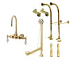 Freestanding Floor Mount Polished Brass White Porcelain Lever Handle Clawfoot Tub Filler Faucet Package 5T2FSP