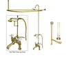 Polished Brass Clawfoot Tub Faucet Shower Kit with Enclosure Curtain Rod 611T2CTS