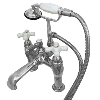 Kingston Chrome Deck Mount Clawfoot Tub Filler Faucet with Hand Shower CC612T1