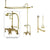 Polished Brass Clawfoot Tub Faucet Shower Kit with Enclosure Curtain Rod 619T2CTS