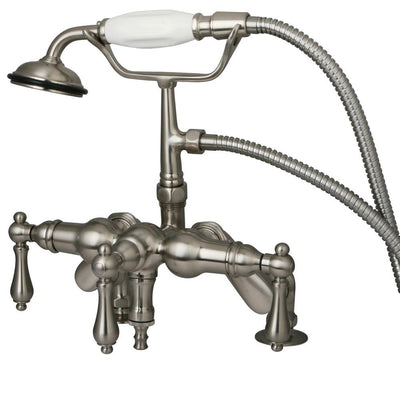 Kingston Satin Nickel Deck Mount Clawfoot Tub Faucet with Hand Shower CC619T8