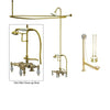 Polished Brass Clawfoot Tub Faucet Shower Kit with Enclosure Curtain Rod 621T2CTS