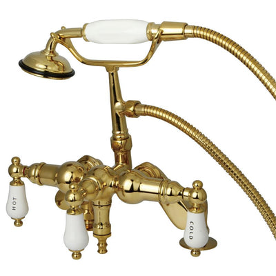 Kingston Polished Brass Deck Mount Clawfoot Tub Faucet w Hand Shower CC623T2