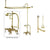 Polished Brass Clawfoot Tub Faucet Shower Kit with Enclosure Curtain Rod 623T2CTS