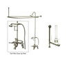 Satin Nickel Clawfoot Tub Shower Faucet Kit with Enclosure Curtain Rod 653T8CTS