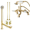 Polished Brass Deck Mount Clawfoot Tub Filler Faucet w Hand Shower Package CC655T2system