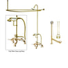 Polished Brass Clawfoot Tub Faucet Shower Kit with Enclosure Curtain Rod 655T2CTS