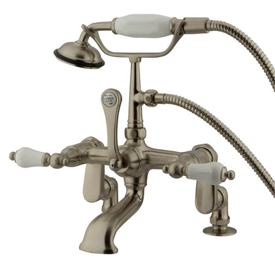 Kingston Brass Satin Nickel Deck Mount Clawfoot Tub Faucet w Hand Shower CC655T8