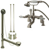 Satin Nickel Deck Mount Clawfoot Tub Filler Faucet w Hand Shower Package CC655T8system
